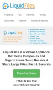 How liquidfiles.com looks like on a mobile device such as an iPhone.