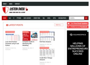 How listendata.com looks like on a tablet such as an iPad.
