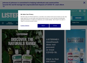 How listerine.co.uk looks like on a tablet such as an iPad.