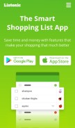 How listonic.com looks like on a mobile device such as an iPhone.