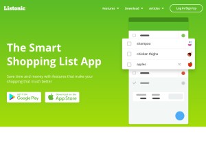 How listonic.com looks like on a tablet such as an iPad.