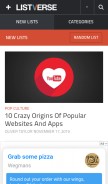 How listverse.com looks like on a mobile device such as an iPhone.