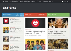 How listverse.com looks like on a tablet such as an iPad.