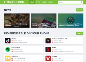 How liteapks.com looks like on a tablet such as an iPad.