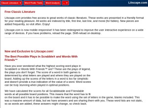 How litscape.com looks like on a tablet such as an iPad.