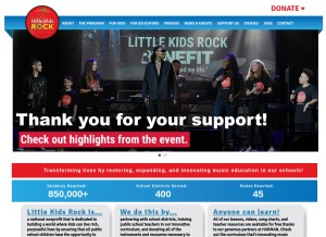 How littlekidsrock.org looks like on a tablet such as an iPad.