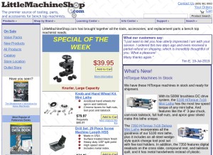 How littlemachineshop.com looks like on a tablet such as an iPad.