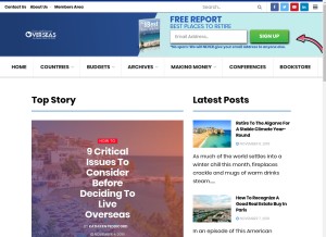 How liveandinvestoverseas.com looks like on a tablet such as an iPad.
