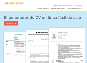 How livecareer.es looks like on a tablet such as an iPad.