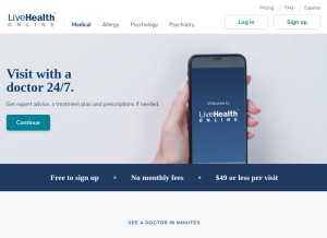 How livehealthonline.com looks like on a tablet such as an iPad.