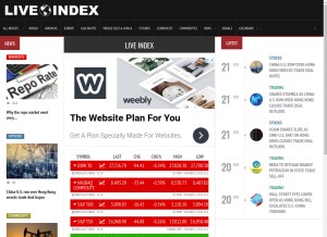 How liveindex.org looks like on a tablet such as an iPad.