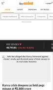 How livemint.com looks like on a mobile device such as an iPhone.