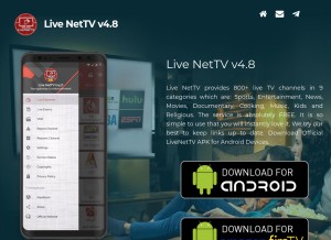 How livenettv.bz looks like on a tablet such as an iPad.