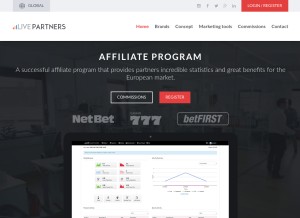 How livepartners.com looks like on a tablet such as an iPad.
