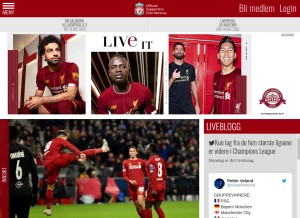 How liverpool.no looks like on a tablet such as an iPad.
