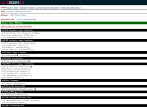 How livescore.cz looks like on a tablet such as an iPad.