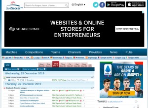 How livesoccertv.com looks like on a tablet such as an iPad.