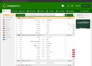 How livesport.cz looks like on a tablet such as an iPad.
