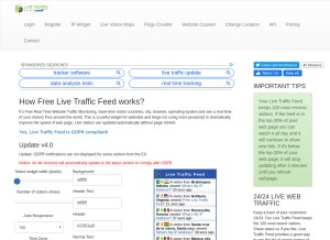 How livetrafficfeed.com looks like on a tablet such as an iPad.
