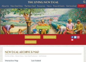 How livingnewdeal.org looks like on a tablet such as an iPad.