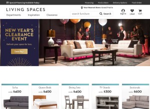 How livingspaces.com looks like on a tablet such as an iPad.