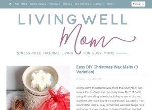 How livingwellmom.com looks like on a tablet such as an iPad.