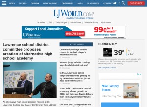 How ljworld.com looks like on a tablet such as an iPad.