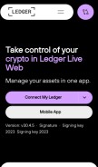 How lledgerwallet.com looks like on a mobile device such as an iPhone.