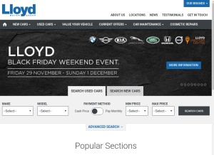 How lloydmotorgroup.com looks like on a tablet such as an iPad.