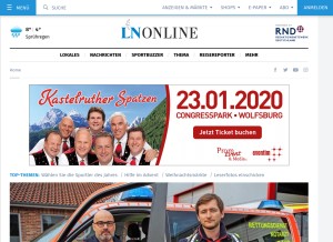 How ln-online.de looks like on a tablet such as an iPad.