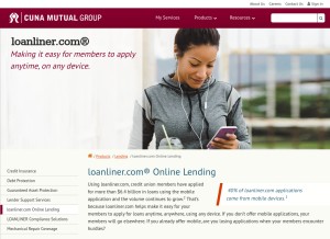 How loanliner.com looks like on a tablet such as an iPad.