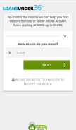 How loansunder36.com looks like on a mobile device such as an iPhone.