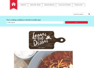 How loavesanddishes.net looks like on a tablet such as an iPad.
