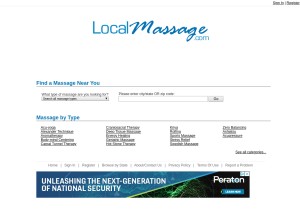 How localmassage.com looks like on a tablet such as an iPad.