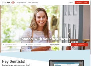 How localmed.com looks like on a tablet such as an iPad.