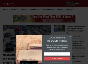 How localmemphis.com looks like on a tablet such as an iPad.
