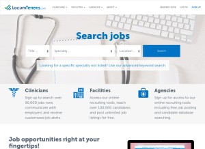How locumtenens.com looks like on a tablet such as an iPad.