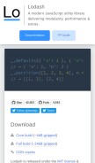 How lodash.com looks like on a mobile device such as an iPhone.