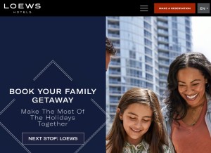 How loewshotels.com looks like on a tablet such as an iPad.