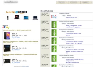 How logicbig.com looks like on a tablet such as an iPad.