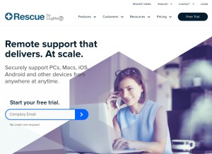 How logmeinrescue.com looks like on a tablet such as an iPad.