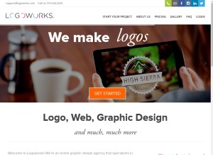 How logoworks.com looks like on a tablet such as an iPad.