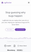 How logrocket.com looks like on a mobile device such as an iPhone.