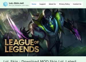 How lol-skin.net looks like on a tablet such as an iPad.