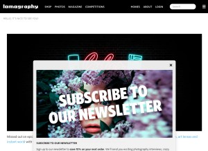 How lomography.com looks like on a tablet such as an iPad.