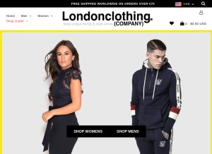 How london-clothing.com looks like on a tablet such as an iPad.