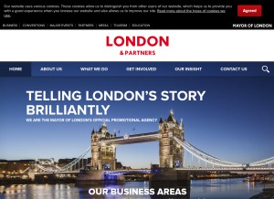 How londonandpartners.com looks like on a tablet such as an iPad.