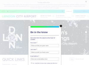 How londoncityairport.com looks like on a tablet such as an iPad.