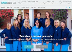 How londondentalcareohio.com looks like on a tablet such as an iPad.