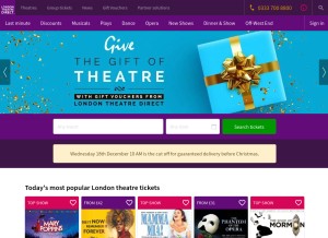 How londontheatredirect.com looks like on a tablet such as an iPad.